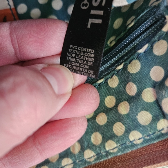 Fossil Key-Per coated canvas crossbody bag pink leaves orange fruit - Picture 6 of 8